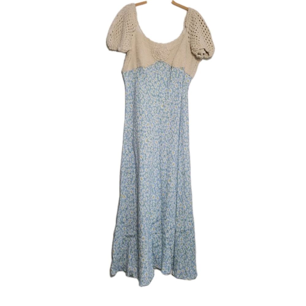 RIXO Women's Sardinia Midi Dress - Blue Daisy Chain size XL Bias Cut - Picture 2 of 8